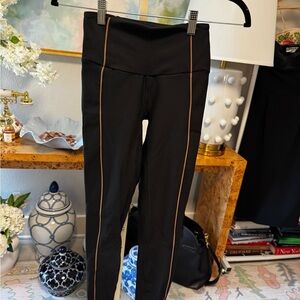 Abercrombie YPB Black Leggings with Brown Piping